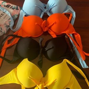 NWT set of 4 Shein Knot Front Push Up Bikini Tops